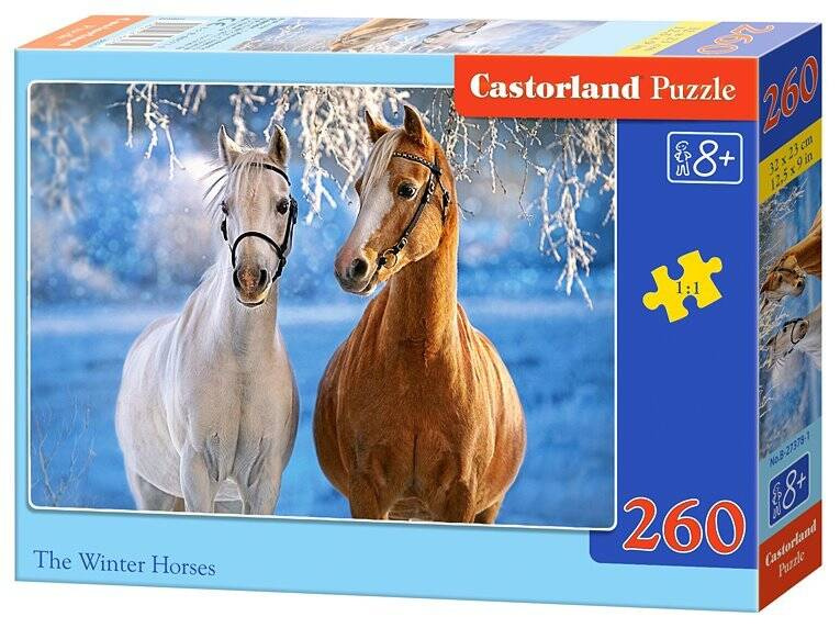 PUZZLE 260 UKŁADANKA DLA DZIECI ZWIERZĘTA MUSTANG KONIE ZIMA 8+ CASTOR_2