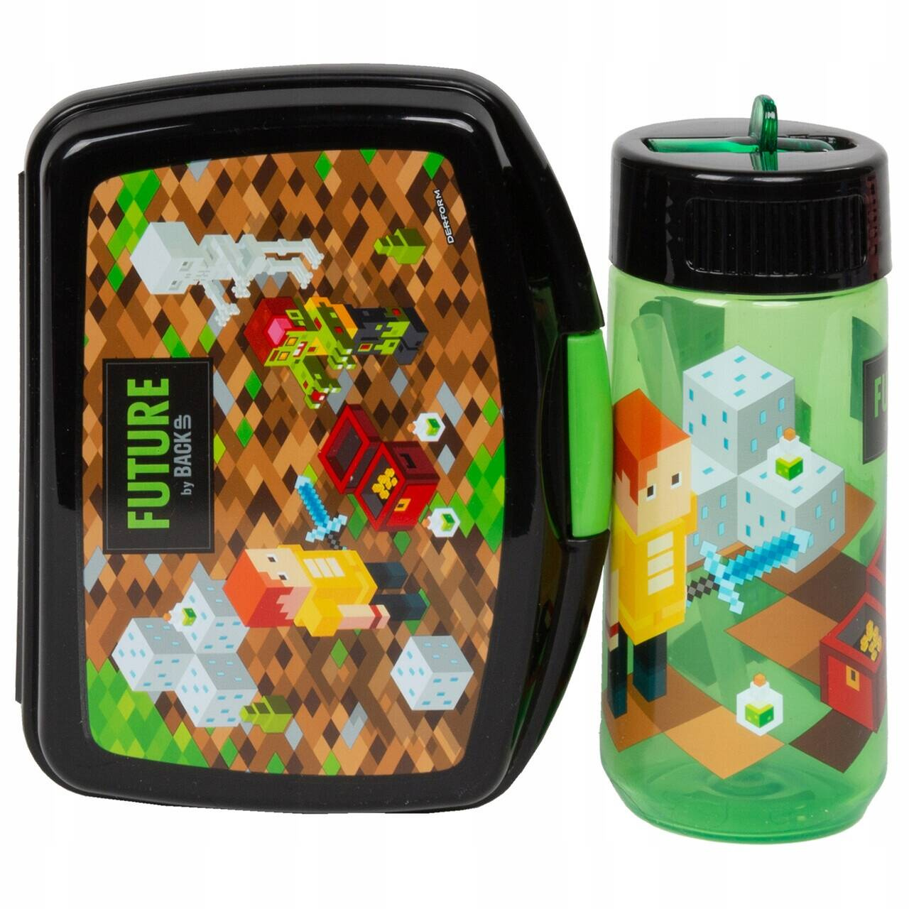 Zestaw Śniadaniowy MINECRAFT Bidon Śniadaniówka Lunch Box Do Szkoły Derform_2