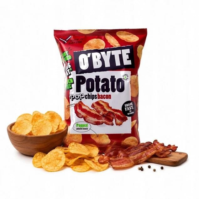 O'BYTE chipsy ziemniaczane prażynki chrupki o smaku bekonu 90 g