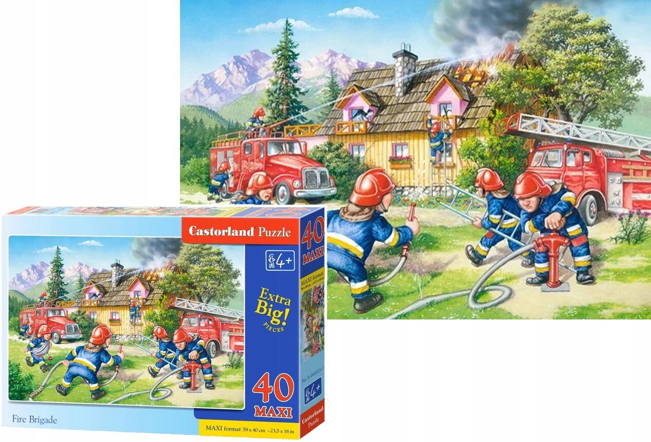 Puzzle 40 Maxi Układanka Dla Dzieci STRAŻ POŻARNA Gaszenie Pożaru 4+ Castor_1