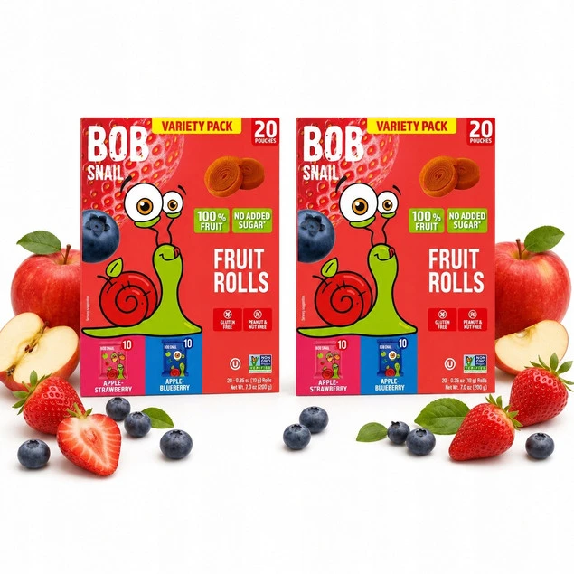 Rollsy owocowe Bob Snail truskawka borówka 200g mix 20 sztuk bez cukru x2