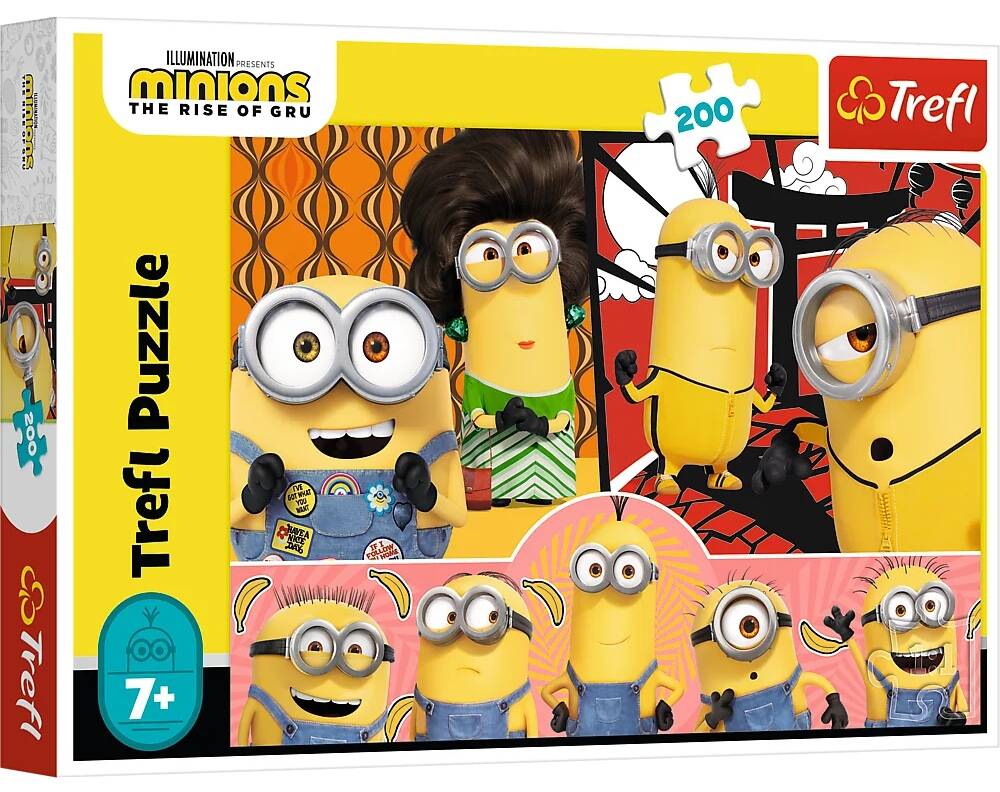 Puzzle 200 Układanka Bajka MINIONKI Wejście Gru Dru Żółte 7+ Trefl 13264_2