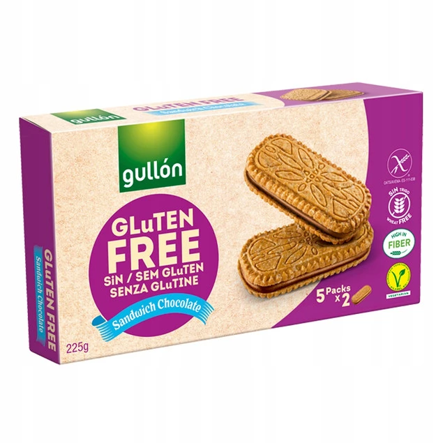 Gullón Sandwich Chocolate ciasteczka z kremem czekoladowym bezglutenowe 225 g