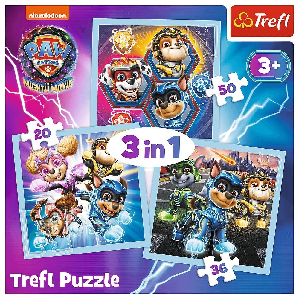 Puzzle 3w1 Układanka Pieski PSI PATROL Moc Mighty Pups Pies 3+ Trefl 34869_1