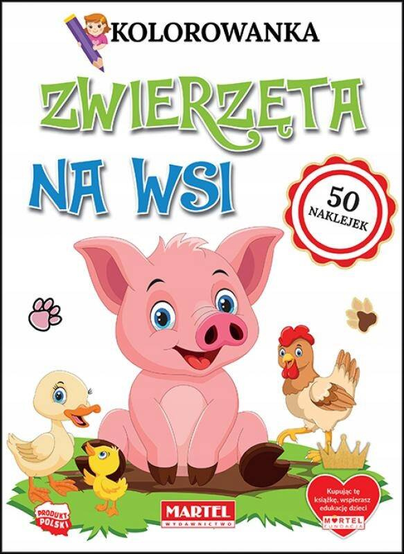 Kolorowanka Z Naklejkami ZWIERZĘTA NA WSI Malowanka 3+ Martel_1