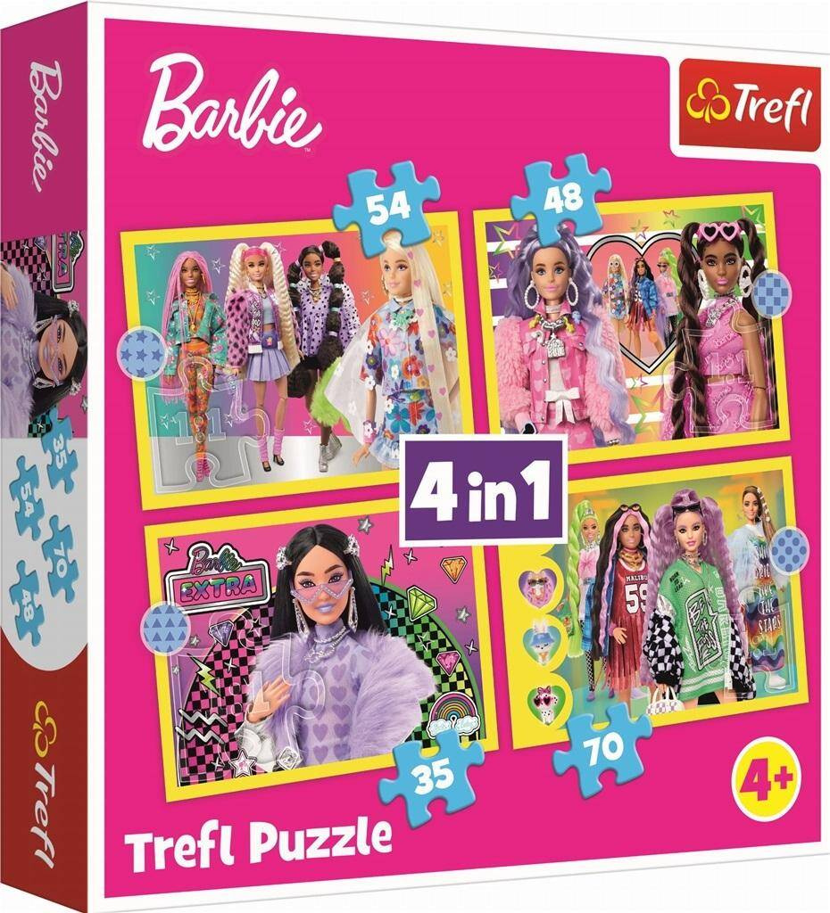 Puzzle 4w1 Układanka Wesoły Świat BARBIE Lalki Laleczki 4+ Trefl 34626_1