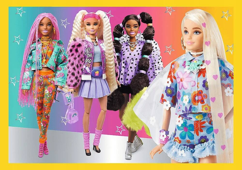 Puzzle 4w1 Układanka Wesoły Świat BARBIE Lalki Laleczki 4+ Trefl 34626_2