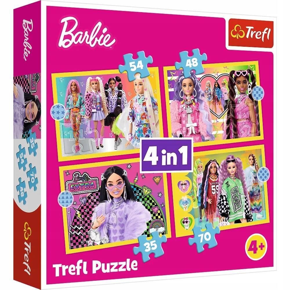 Puzzle 4w1 Układanka Wesoły Świat BARBIE Lalki Laleczki 4+ Trefl 34626_6