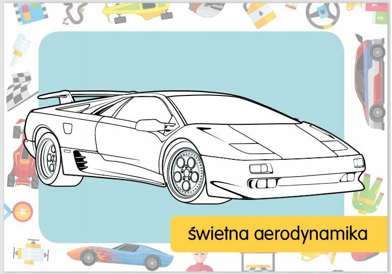 Kolorowanka Z Tatuażami Samochody Wyścigowe 3+ Skrzat_3