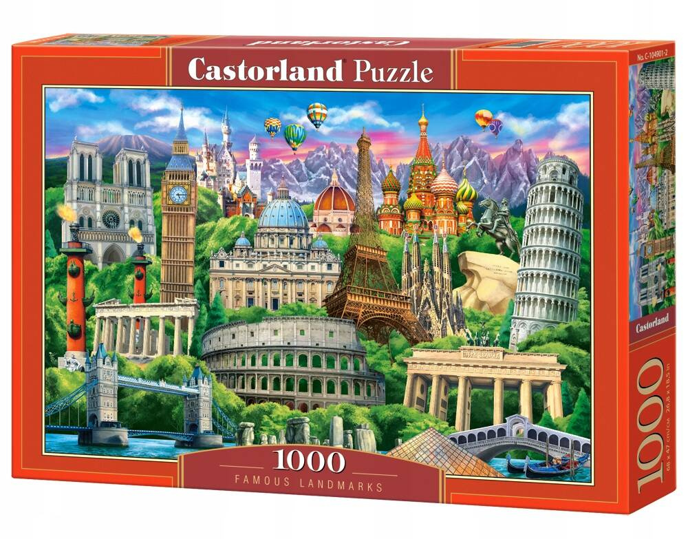 Puzzle 1000 Układanka Słynne ZABYTKI Wieża Eiffla Koloseum 9+ Castorland_2