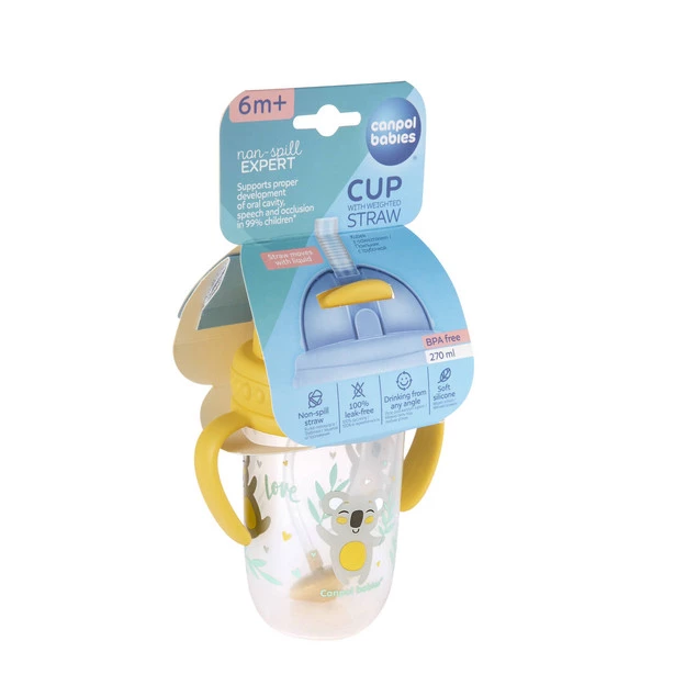 Canpol KUBEK NIEKAPEK Bidon z Obciążoną SŁOMKĄ 270 ml EXOTIC ANIMALS_14