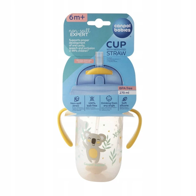 Canpol KUBEK NIEKAPEK Bidon z Obciążoną SŁOMKĄ 270 ml EXOTIC ANIMALS_15