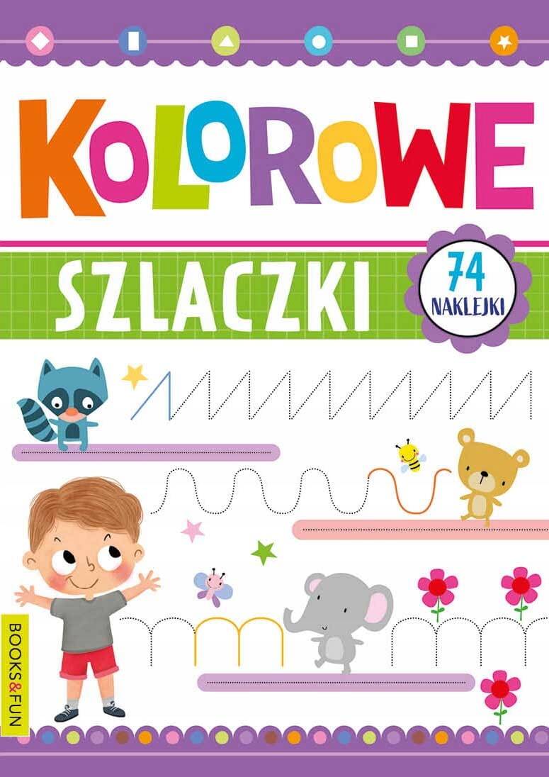 Kolorowe Szlaczki Ćwiczenia Rysowanie i Kolorowanie + Naklejki BooksAndFun_1