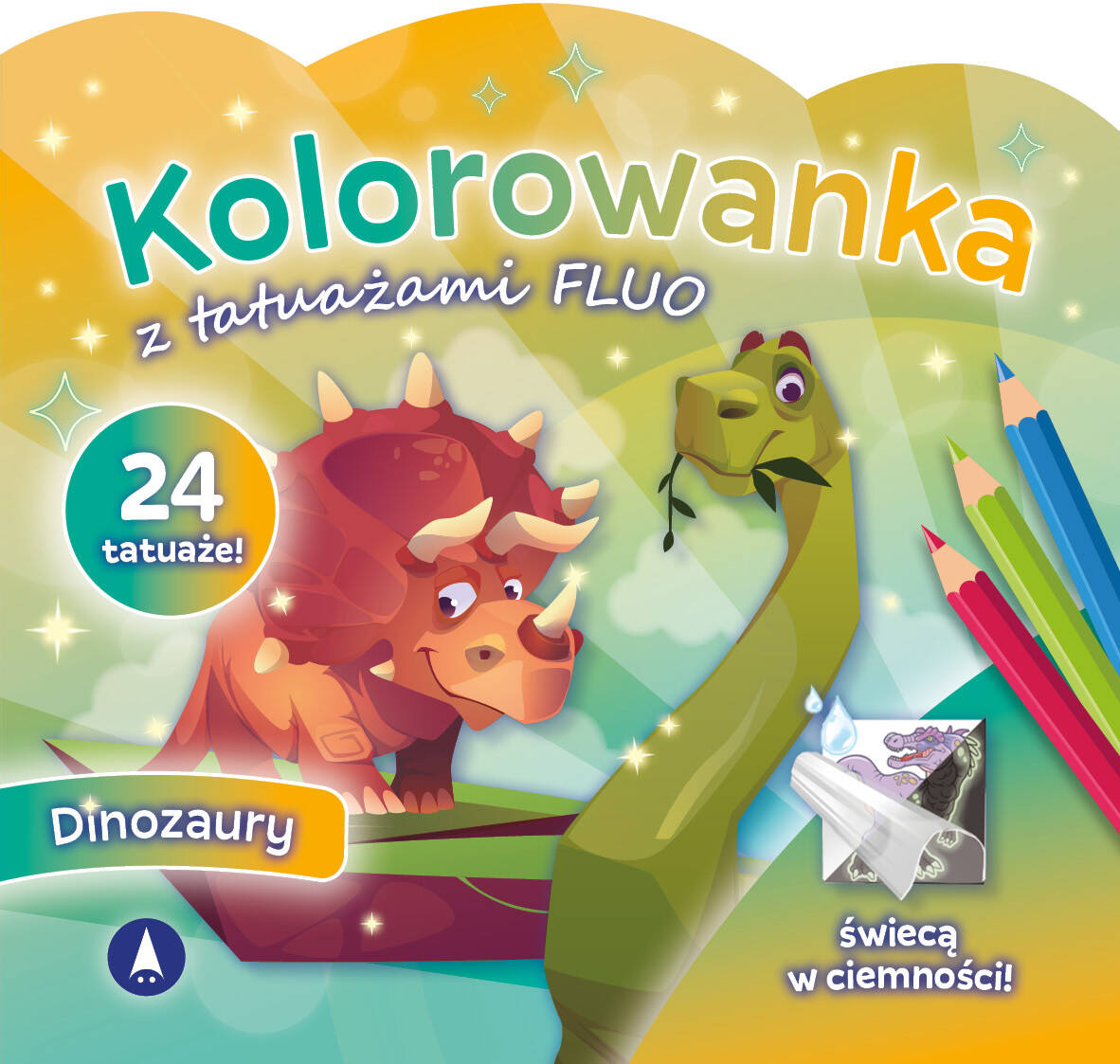 Kolorowanka z tatuażami FLUO Dinozaury ŚWIECĄ W Ciemności Skrzat_1