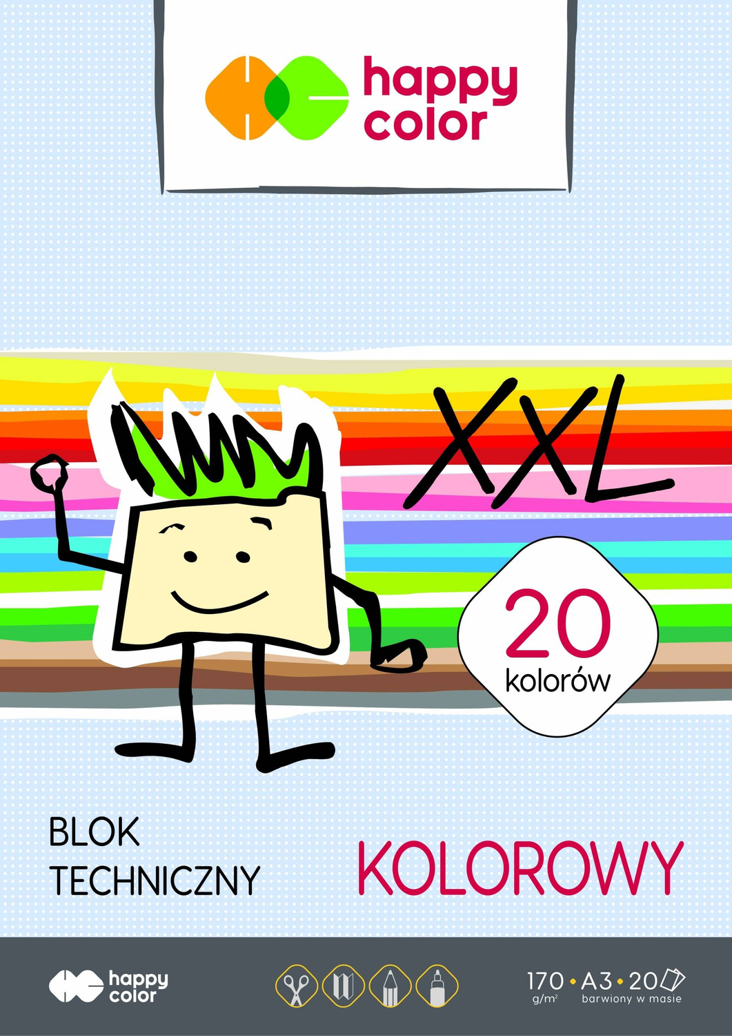 Blok Techniczny KOLOROWY A3 20 Kartek Happy Color_2