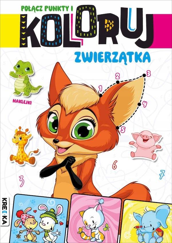 Kolorowanka Połącz Punkty i Koloruj ZWIERZĄTKA Malowanka Books&Fun_1