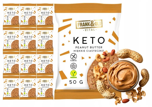 Frank & Oli Ciastko Miękkie Keto Masło Orzechowe zestaw 12 sztuk box