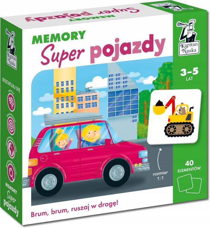 Memory Super Pojazdy 40EL. Ćwiczenie Pamięci 3+ Kapitan Nauka_1