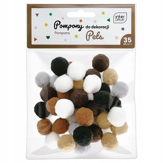 POMPONY DO DEKORACJI, PRAC PLASTYCZNYCH PETS 35 szt. INTERDRUK_1