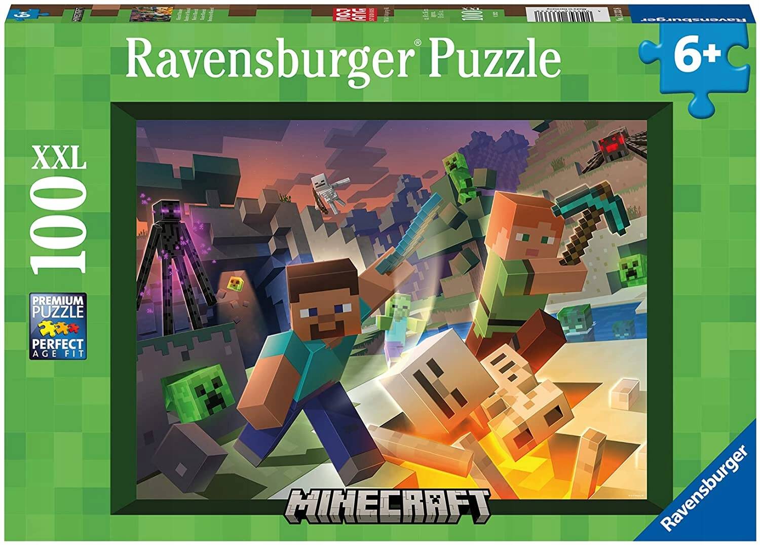 Puzzle 100 Układanka XXL MINECRAFT Monster Gra Pixel Gamer 6+ Ravensburger_2