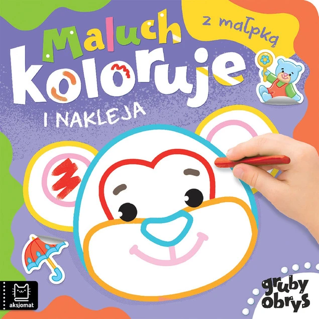 Kolorowanka Maluch Koloruje i Nakleja Z Małpką Gruby Obrys 0+ Aksjomat 3947_1