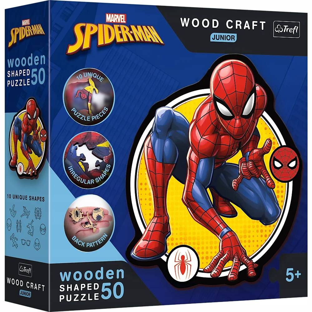 Puzzle DREWNIANA 50 Układanka SPIDERMAN Marvel Superbohater 5+ Trefl 20204_1