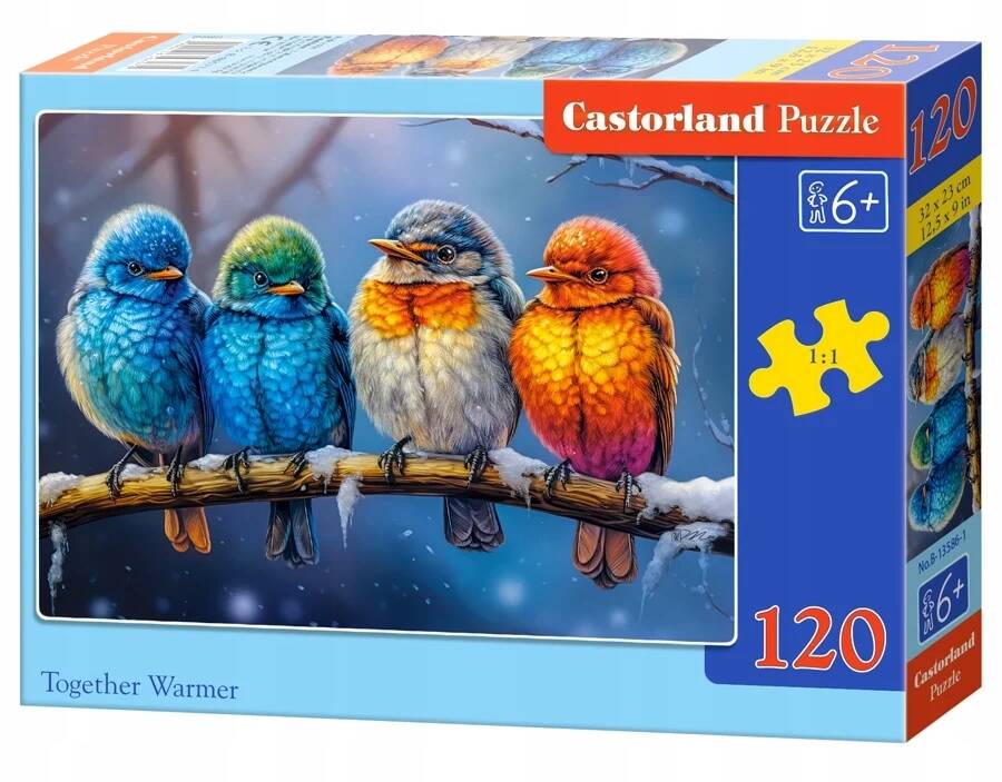 Puzzle 120 Układanka Zima PTASZKI Ptaki Wróble Obraz 6+ Castorland_2
