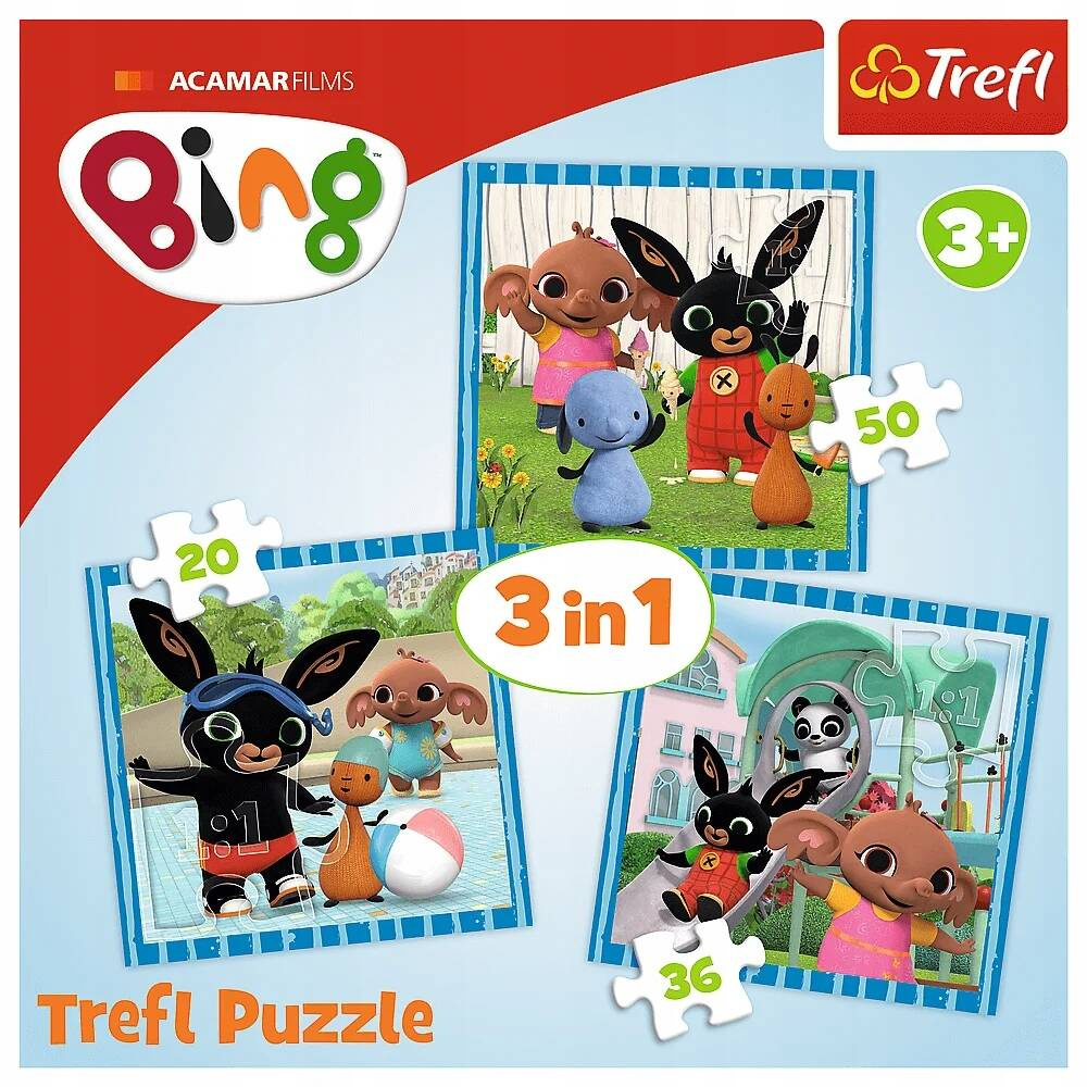 Puzzle 3w1 Układanka BING Zabawy Z Przyjaciółmi Królik Bajka 3+ Trefl 34851_1