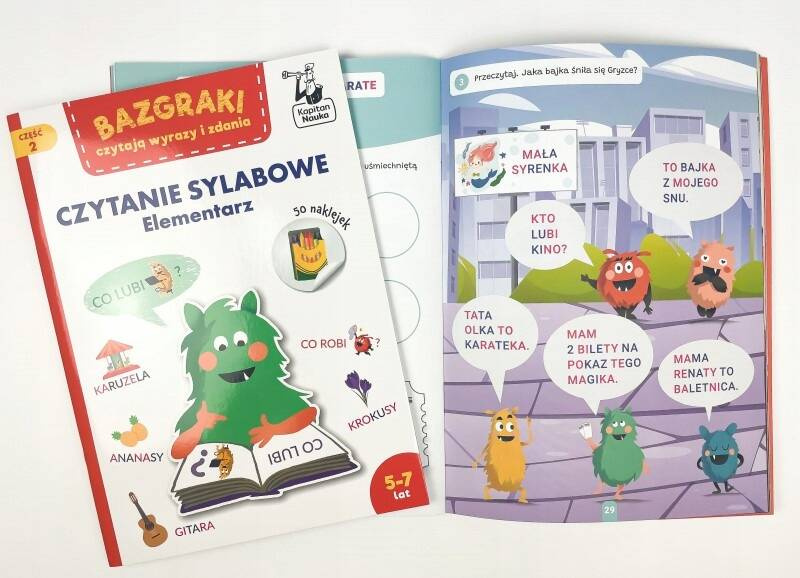 Bazgraki Czytają Wyrazy Zdania CZYTANIE SYLABOWE Elementarz 5+ KapitanNauka_4