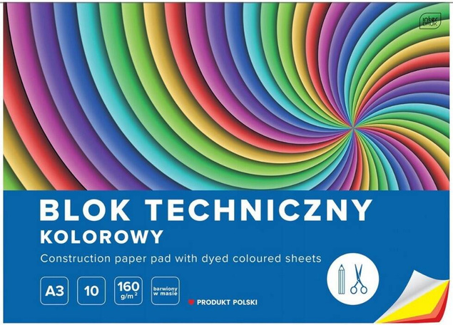 Blok Techniczny KOLOROWY Dla Dzieci Szkoła Plastyka A3/10k 160g Interdruk_2