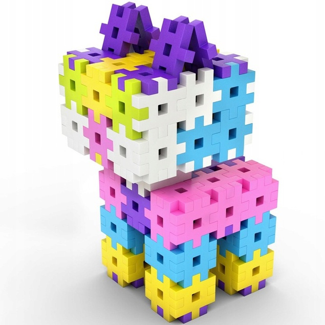 Klocki KONSTRUKCYJNE Wafle Meli Basic Pink 50 Elementów 3+_6