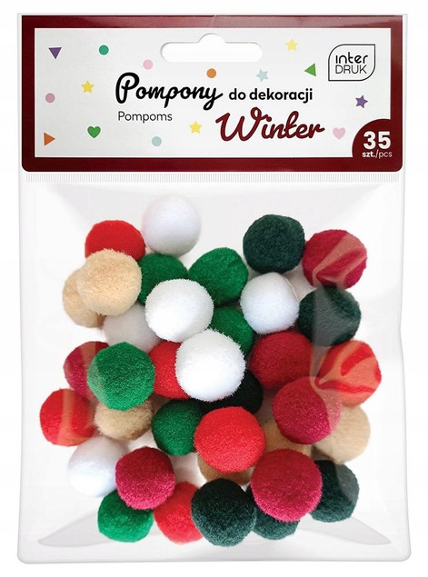 Pompony do dekoracji 35 sztuk Winter_1
