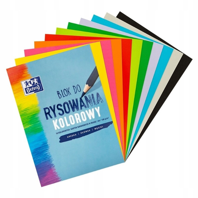 Blok Rysunkowy KOLOROWY A4 10 Arkuszy 100g Barwiony W Masie Oxford_3