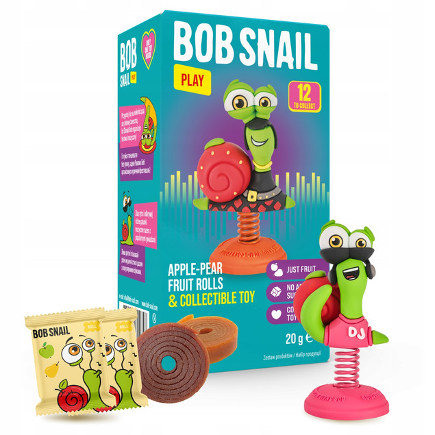 BOB SNAIL Przekąska Owocowa JABŁKO GRUSZKA Rollsy + Zabawka Bez Cukru_2