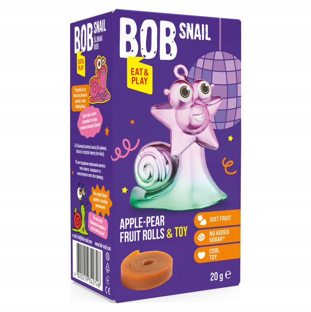 BOB SNAIL Przekąska Owocowa JABŁKO GRUSZKA Rollsy + Zabawka Bez Cukru_6