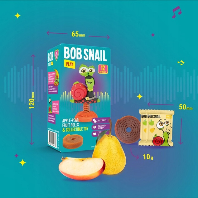 BOB SNAIL Przekąska Owocowa JABŁKO GRUSZKA Rollsy + Zabawka Bez Cukru_7
