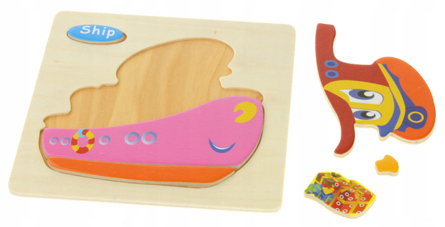 Puzzle Drewniana Układanka Edukacyjna Zwierzęta Pojazdy MIX 3+ Nobo Kids_2