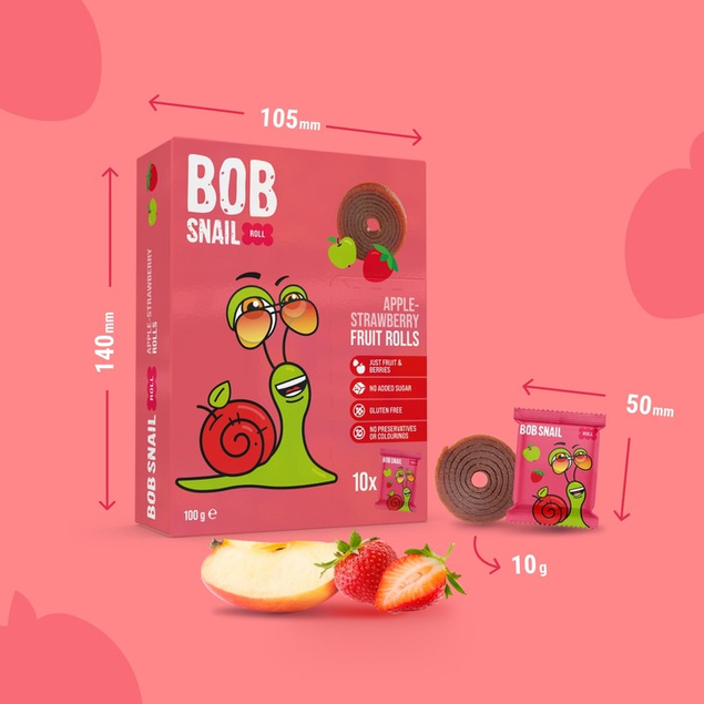 Przekąska Owocowa Jabłko Truskawka Bez Cukrów 100g BOB SNAIL_2