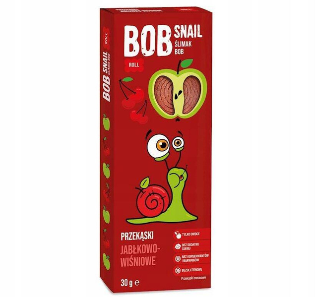 BOB SNAIL Przekąska Owocowa MIX SMAKÓW 30g x 10 Sztuk Bez Cukru i Glutenu_9