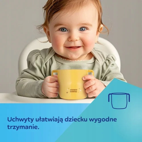 CANPOL Sprytny Otwarty KUBEK Z UCHWYTAMI Dla Dzieci DO NAUKI PICIA Żółty_8