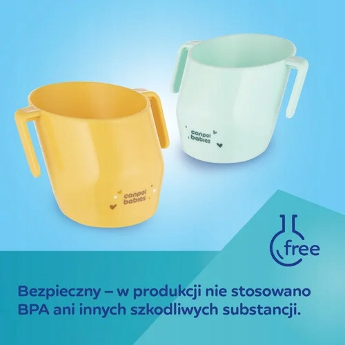 CANPOL Sprytny Otwarty KUBEK Z UCHWYTAMI Dla Dzieci DO NAUKI PICIA Żółty_9