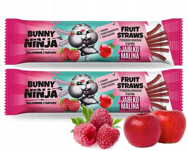 BUNNY NINJA Przekąska owocowa 2 x FRUIT STRAWS jabłko malina 2x16g_1