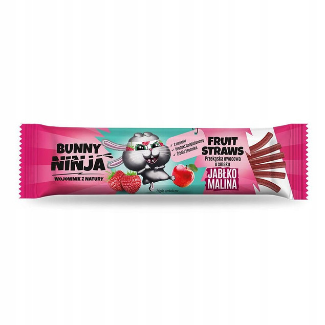 BUNNY NINJA Przekąska owocowa 5 x FRUIT STRAWS jabłko malina 5x16g_2
