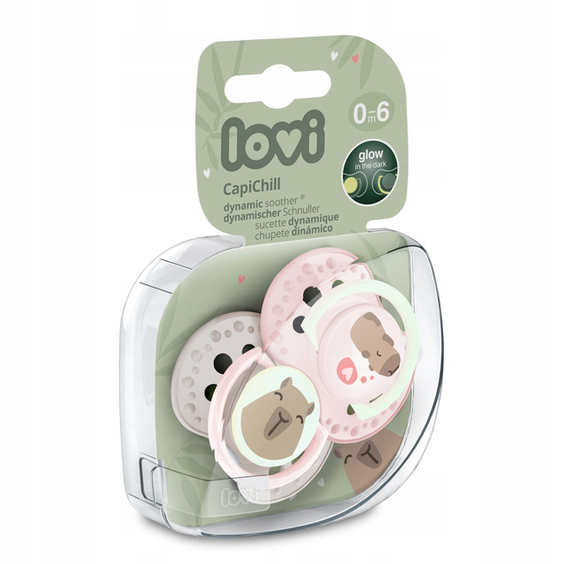 LOVI Smoczek Silikonowy Dynamiczny 0-6m 2 szt CapiChill Girl Świecący_8