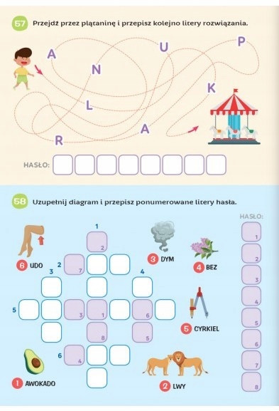 Łamigłówki Dla Dzieci 6 Lat Zagania dla Przedszkolaka Krzyżówki Labirynty_7