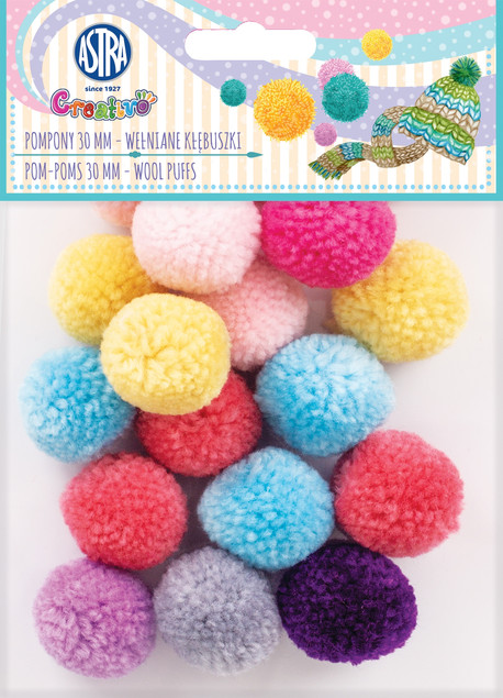 Pompony Dekoracyjne 30mm Wełniane Kłębuszki Scrapbooking Astra_7
