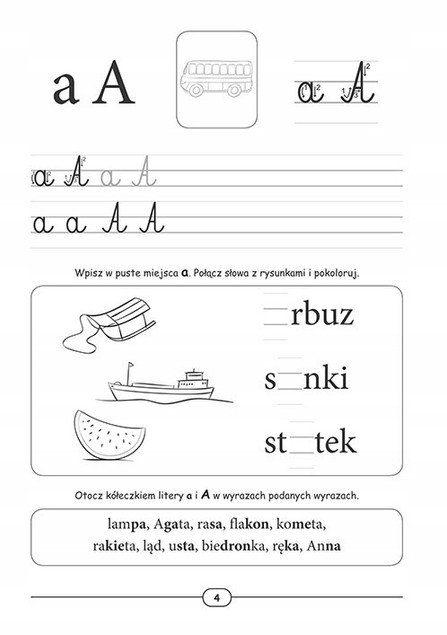 Komplet 4 Książek Edukacyjnych Do Nauki CZYTANIA LICZENIA PISANIA Greg_7