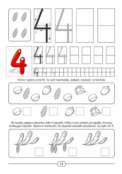 Komplet 4 Książek Edukacyjnych Do Nauki CZYTANIA LICZENIA PISANIA Greg_9