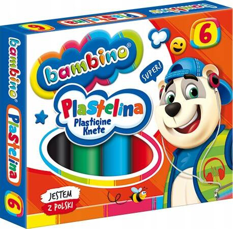 Plastelina Szkolna 6 Kolorów Dla Dzieci Elastyczna Z Atestem Bambino_5