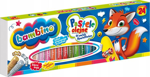 Kredki Pastele Olejne 24 Kolory + Złota i Srebrna Dobrze Kryjące Bambino_1